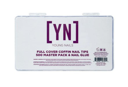 Full Cover Coffin Tips - 500 Master Pack & Nail Glue